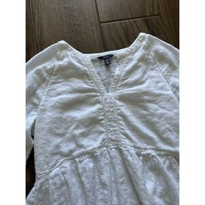 Hatley White Boho Flare Sleeve Cotton Linen Blend Tunic Top Size Med Fairy